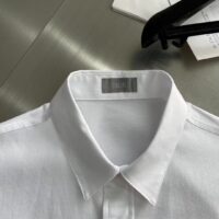 Dior Men CD Diamond Tears Short-Sleeved Shirt White Cotton Piqué Cotton Straight Hem Side Vents (1)