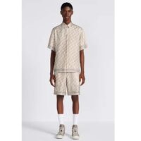 Dior Men CD Dior Oblique Short-Sleeved Shirt Beige Silk Twill (8)