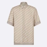 Dior Men CD Dior Oblique Short-Sleeved Shirt Beige Silk Twill (8)