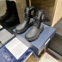 Dior Unisex CD Dior Garden Ankle Boot Beige Black Oblique Jacquard Black Rubber (3)