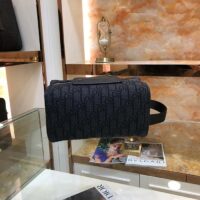 Dior Unisex CD Dior Lingot Toiletry Case Black Dior Oblique Jacquard Grained Calfskin (1)