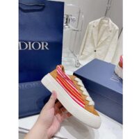 Dior Unisex CD Dior Tears B33 Sneaker Red Multicolor Mohair Brown Suede (4)