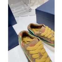 Dior Unisex CD Dior Tears B33 Sneaker Yellow Multicolor Mohair Brown Suede (10)