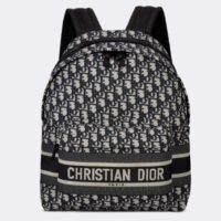 Dior Unisex CD DiorTravel Backpack Blue Dior Oblique Jacquard