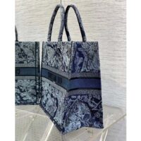 Dior Unisex CD Medium Book Tote Denim Blue Toile De Jouy Embroidery (7)