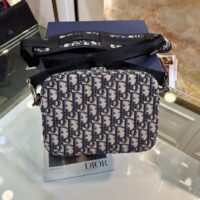 Dior Unisex CD Mini Safari Bag Strap Beige Black Dior Oblique Jacquard (1)