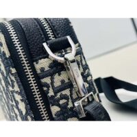 Dior Unisex CD Pouch Strap Beige Black Dior Oblique Jacquard Double Zipped Pocket (5)