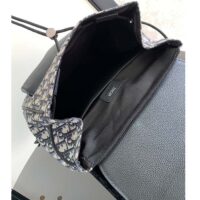 Dior Unisex CD Saddle Backpack Beige Black Dior Oblique Jacquard Black Grained Calfskin (1)