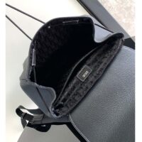 Dior Unisex CD Saddle Backpack Black Grained Calfskin Leather Top Handle (2)