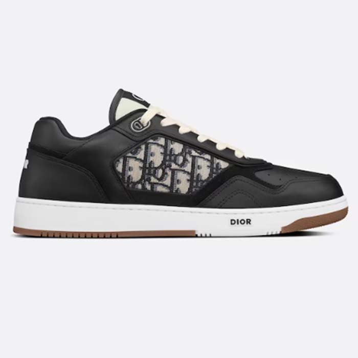 Dior Unisex Shoes CD B27 Low-Top Sneaker Black Smooth Calfskin Beige Black Oblique Jacquard