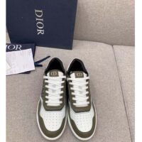 Dior Unisex Shoes CD B27 Low-Top Sneaker Olive Cream Smooth Calfskin Beige Black Oblique Jacquard (7)