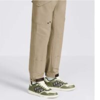 Dior Unisex Shoes CD B27 Low-Top Sneaker Olive Cream Smooth Calfskin Beige Black Oblique Jacquard (7)