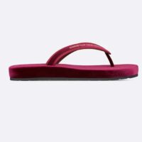 Dior Women CD Diorsea Thong Sandal Scarlet Red Velvet Gold-Tone 3 CM Heel (8)