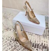 Dior Women CD J’Adior Slingback Pump Transparent Mesh Embroidered Gold-Tone D-Lace Macramé (1)