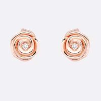 Dior Women CD Large Rose Dior Couture Earrings Pink Gold Diamonds 0.14 ct (5)