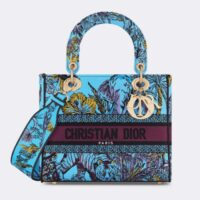 Dior Women CD Medium Lady D-Lite Bag Celestial Blue Multicolor Toile De Jouy Voyage Embroidery (1)