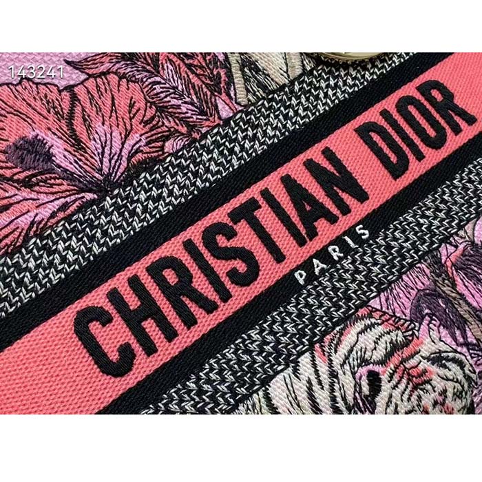 Dior Women CD Medium Lady D-Lite Bag Pink Multicolor Toile De Jouy Voyage Embroidery (8)