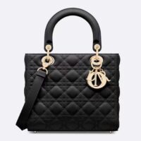 Dior Women CD Medium Lady Dior Bag Black Cannage Lambskin (3)