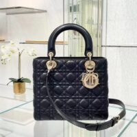 Dior Women CD Medium Lady Dior Bag Black Cannage Lambskin (3)