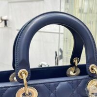 Dior Women CD Medium Lady Dior Bag Royal Blue Cannage Lambskin (7)