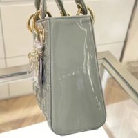 Dior Women CD Mini Lady Dior Bag Sage Green Patent Cannage Calfskin (4)