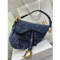 Dior Women CD Saddle Bag Denim Blue Albero Della Vita Embroidery (3)