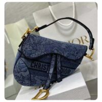 Dior Women CD Saddle Bag Denim Blue Albero Della Vita Embroidery (3)