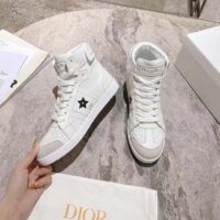 Dior Women CD Shoes Dior Star High-Top Sneaker White Calfskin Suede (1)