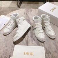 Dior Women CD Shoes Dior Star High-Top Sneaker White Calfskin Suede (1)