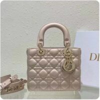 Dior Women CD Small Lady Dior My ABCDior Bag Caramel Beige Cannage Lambskin (4)