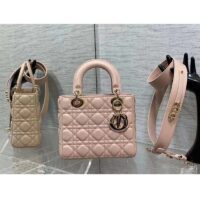 Dior Women CD Small Lady Dior My ABCDior Bag Powder Pink Cannage Lambskin (2)