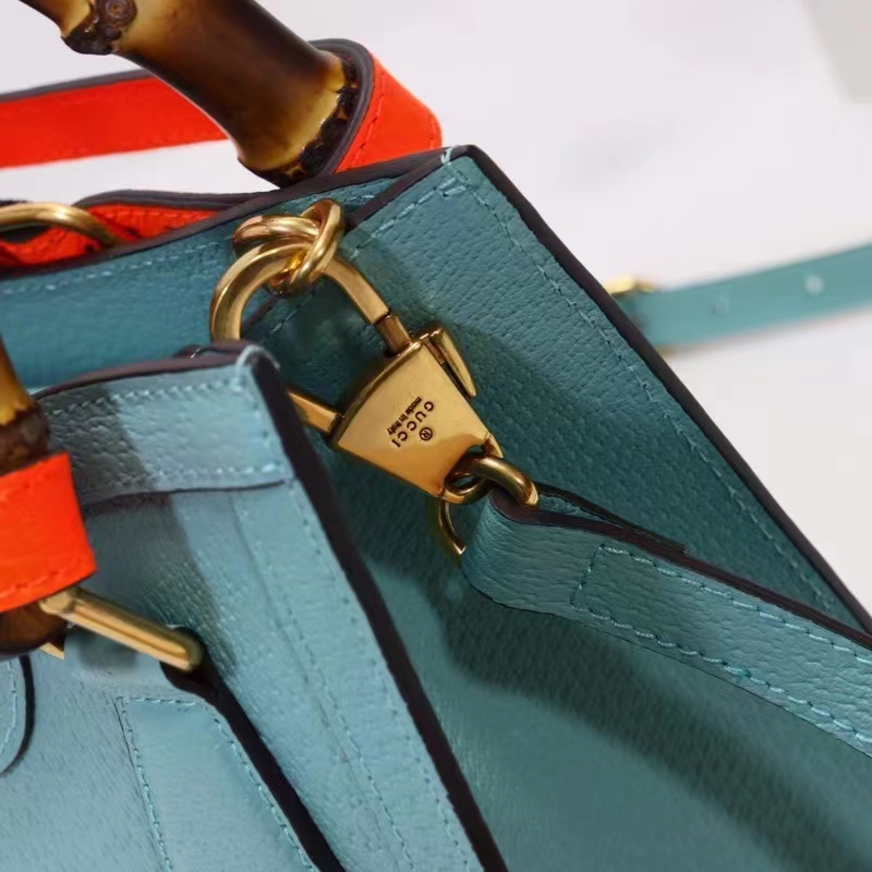 Gucci GG Women Diana Mini Tote Bag Light Blue Leather Double G (1)