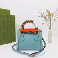 Gucci GG Women Diana Mini Tote Bag Light Blue Leather Double G (2)