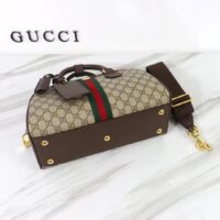 Gucci GG Women Savoy Medium Bowling Bag Beige Ebony GG Supreme Canvas Double G (6)