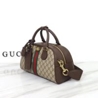 Gucci GG Women Savoy Medium Bowling Bag Beige Ebony GG Supreme Canvas Double G (6)