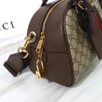 Gucci GG Women Savoy Medium Bowling Bag Beige Ebony GG Supreme Canvas Double G (6)