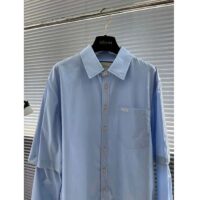 Gucci Men Cotton Poplin Embroidery Light Blue Piece Dyed Point Collar Detachable Sleeves (7)