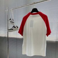 Gucci Men GG Cotton Jersey T-Shirt Red Off White Medium Crewneck Raglan Sleeves (11)