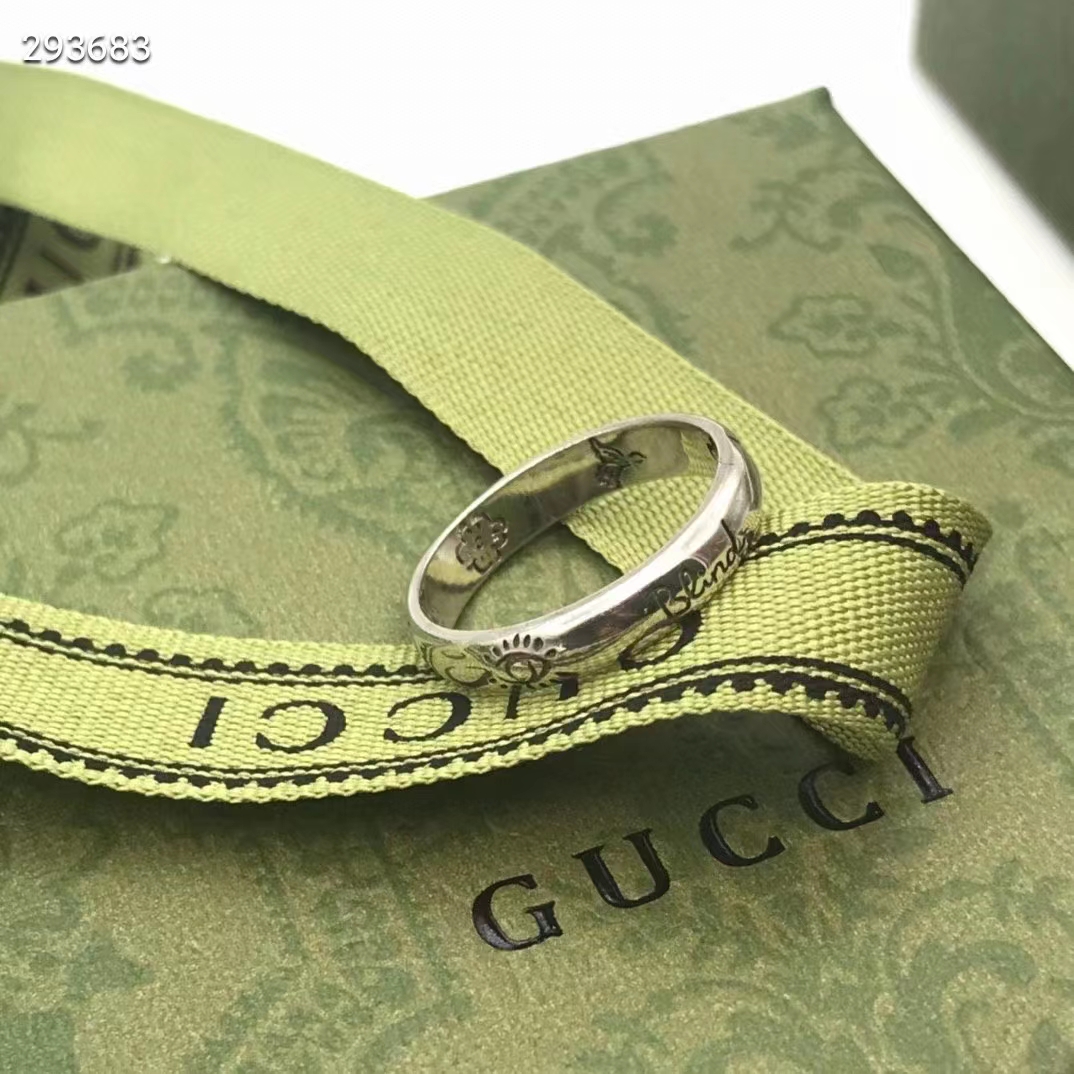 Gucci Unisex Blind For Love Ring Silver Eye Hearts Birds Flowers Interlocking G 925 Sterling Silver (2)