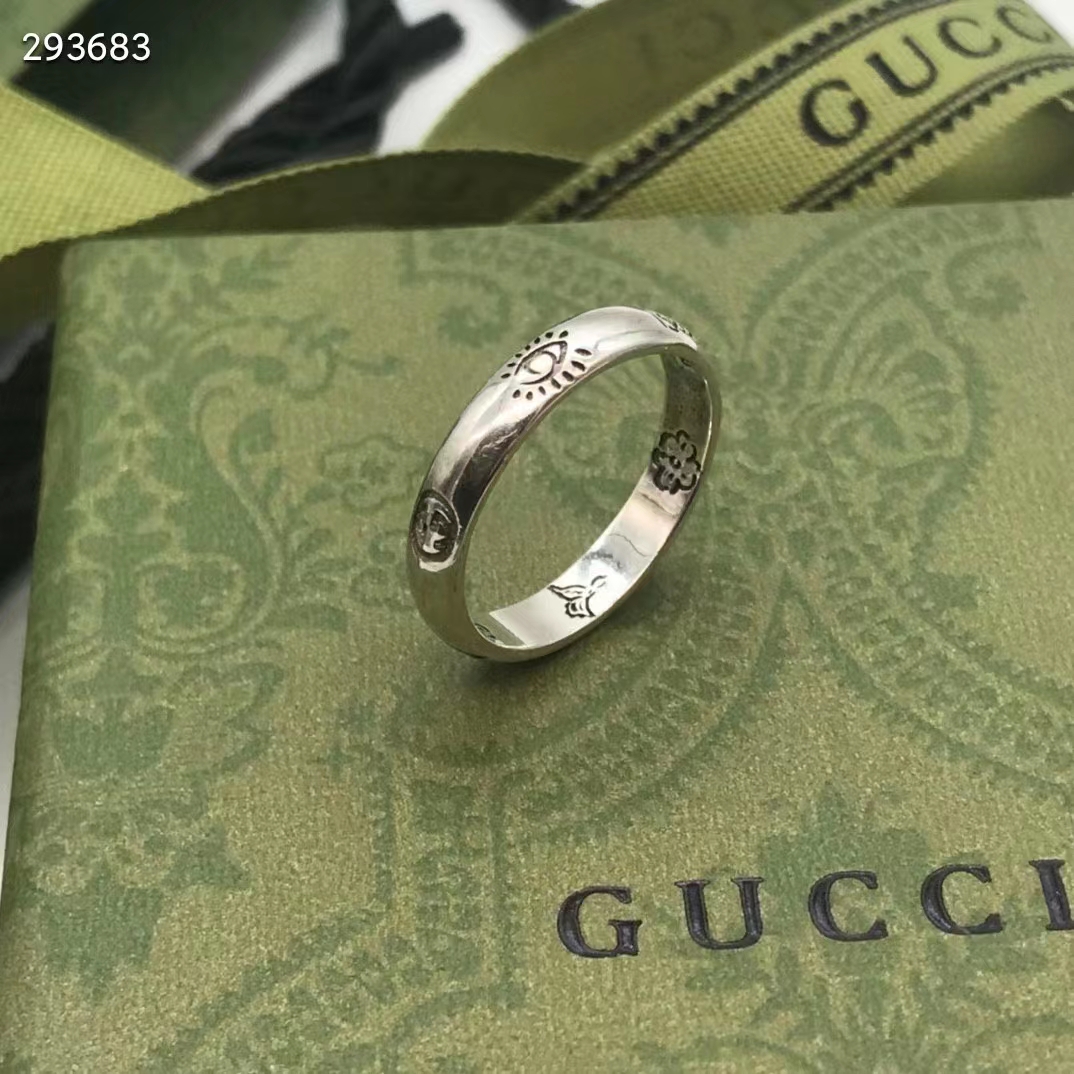 Gucci Unisex Blind For Love Ring Silver Eye Hearts Birds Flowers Interlocking G 925 Sterling Silver (3)