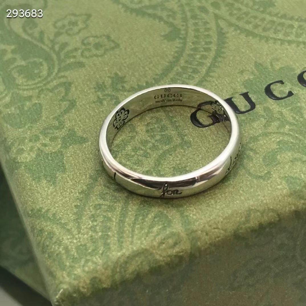 Gucci Unisex Blind For Love Ring Silver Eye Hearts Birds Flowers Interlocking G 925 Sterling Silver (7)