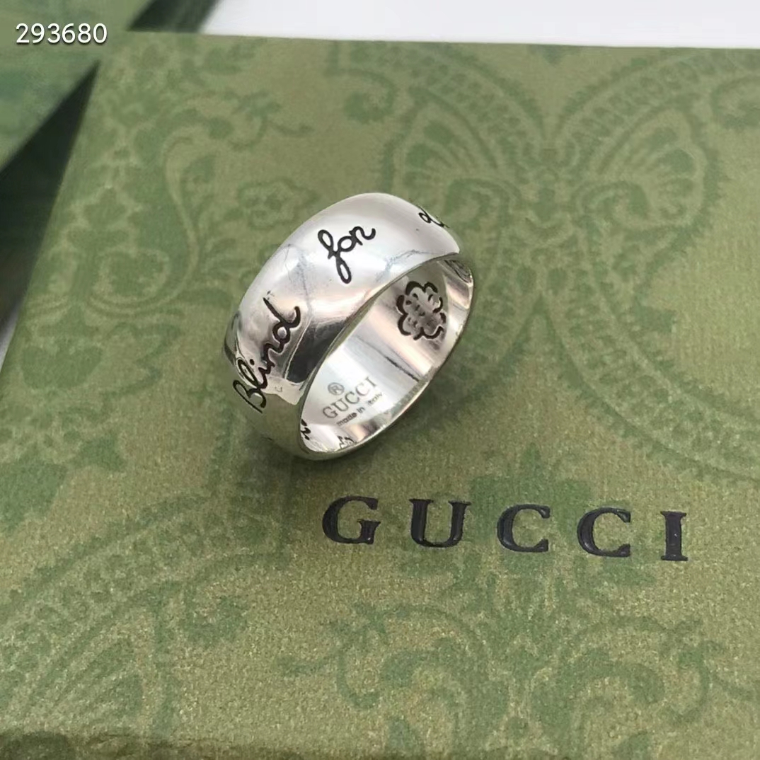 Gucci Unisex Blind For Love Silver Eye Hearts Birds Flowers Interlocking G 925 Sterling Silver (5)