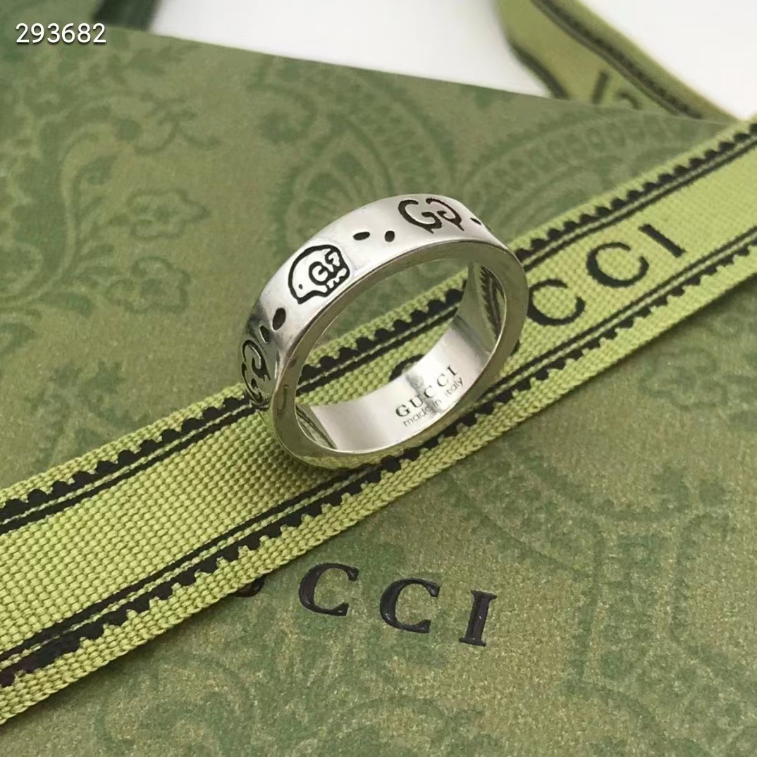 Gucci Unisex GucciGhost Ring Silver Two Cultures Past Present 925 Sterling Silver (7)