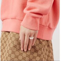 Gucci Unisex Icon Ring Yellow Gold Interlocking G 18k Yellow Gold White Zirconia (3)