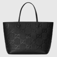 Gucci Unisex Jumbo GG Large Tote Bag Black Jumbo GG Leather (2)