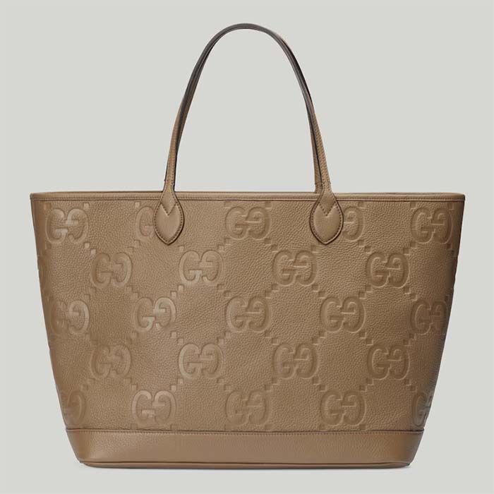 Gucci Unisex Jumbo GG Large Tote Bag Taupe Jumbo GG Leather