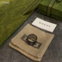 Gucci Unisex Silver Ring Double G Bi-Color 925 Sterling Silver Textured Snake-Shaped Trim (2)