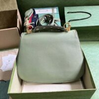 Gucci Women Blondie Top Handle Bag Light Green Leather Round Interlocking G (4)