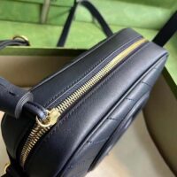 Gucci Women GG Blondie Small Shoulder Bag Blue Navy Leather Round Interlocking G (5)