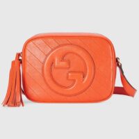 Gucci Women GG Blondie Small Shoulder Bag Orange Leather Round Interlocking G (2)